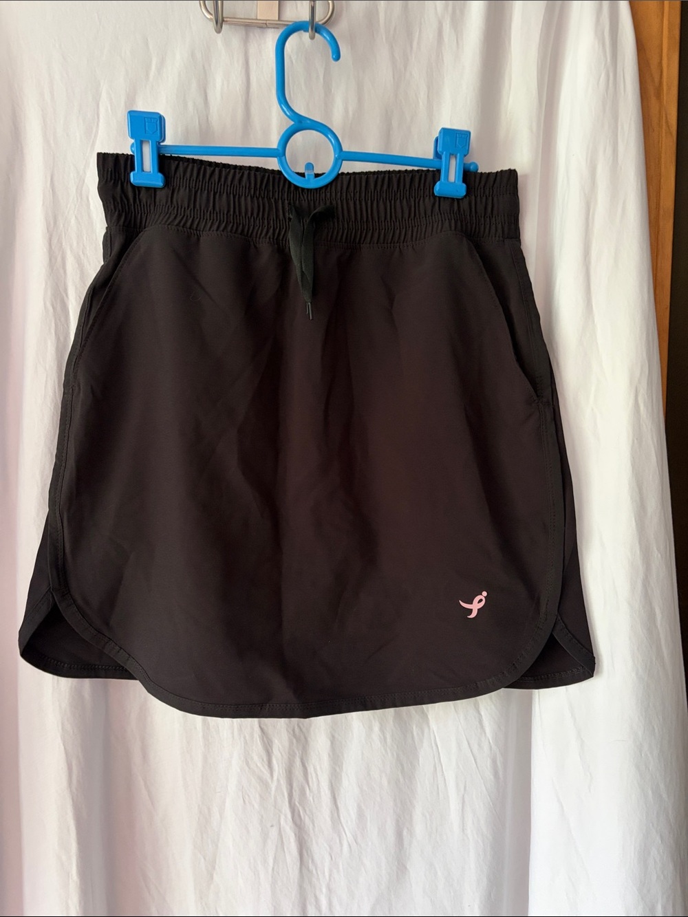 Earth Yoga Black Active Skort with Pink Ribbon Accent